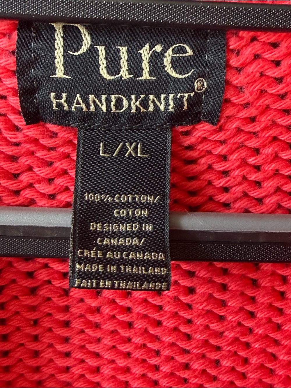 Pure Handknit brand Bright coral Chunky 100% cott Knit Sweater. L 12/14 Canada - Picture 2 of 15